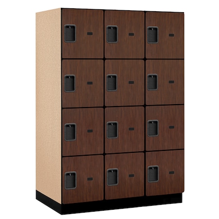 Salsbury Industries 4 Tier Designer Locker, 54"Wx76"Hx24"D, 12 Door, Mahogany 18-24364MAH